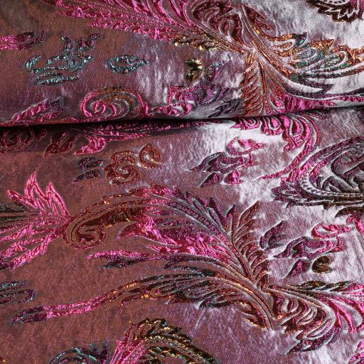 Tissu Brocart Jacquard Fantasie argent