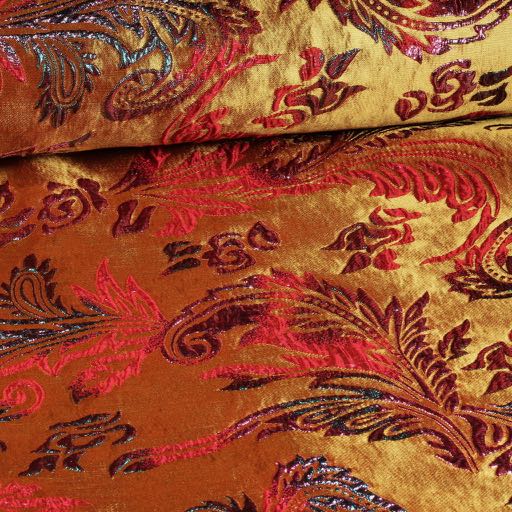 Tissu Brocart Jacquard Fantasie or