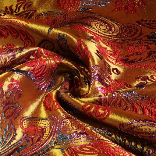 Tissu Brocart Jacquard Fantasie or