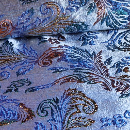 Tissu Brocart Jacquard Fantaisie bleu