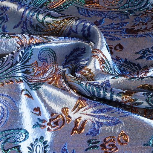 Tissu Brocart Jacquard Fantaisie bleu