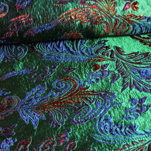 Tissu Brocart Jacquard Fantasie vert