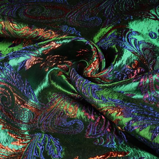 Tissu Brocart Jacquard Fantasie vert
