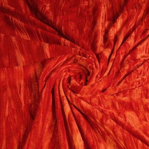 Tissu stretch velours orange