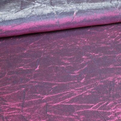 Tissu lurex argent/fuchsia froissé