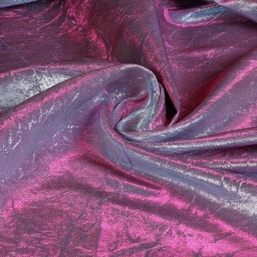 Tissu lurex argent/fuchsia froissé
