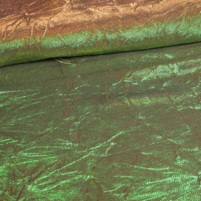 Tissu lurex bronze/vert froissé