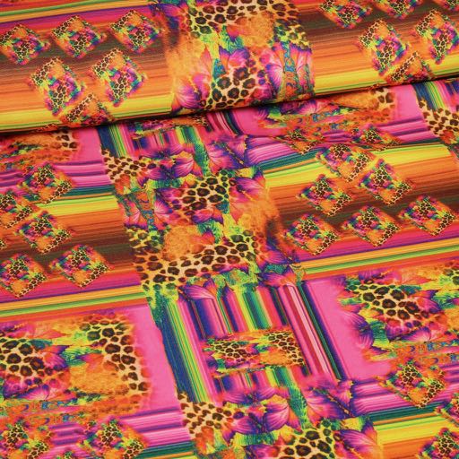 Tissu Terlenka panthère/fleur digital