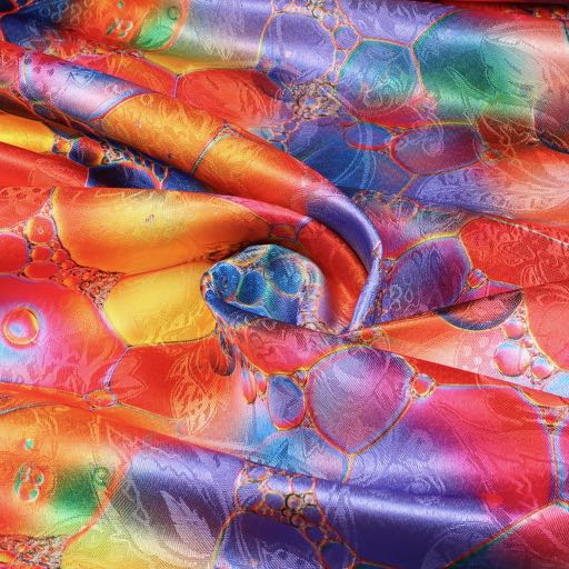 Tissu jacquard floral multicolore