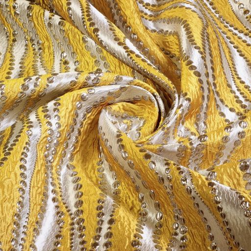 Tissu Jacquard Lurex pois jaune