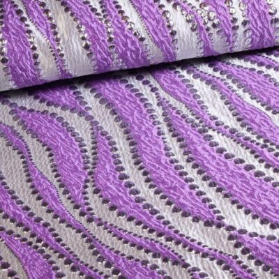 Tissu jacquard lurex pois violet