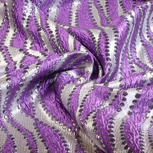 Tissu jacquard lurex pois violet