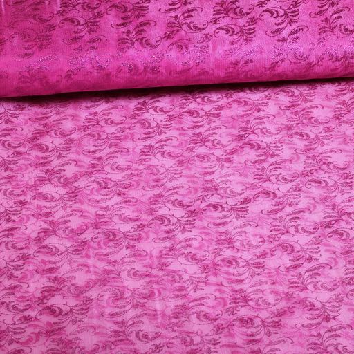 Tissu organza paillettes fuchsia