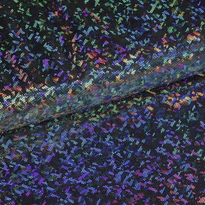 Tissu Mystique Deluxe foil hologram noir argent
