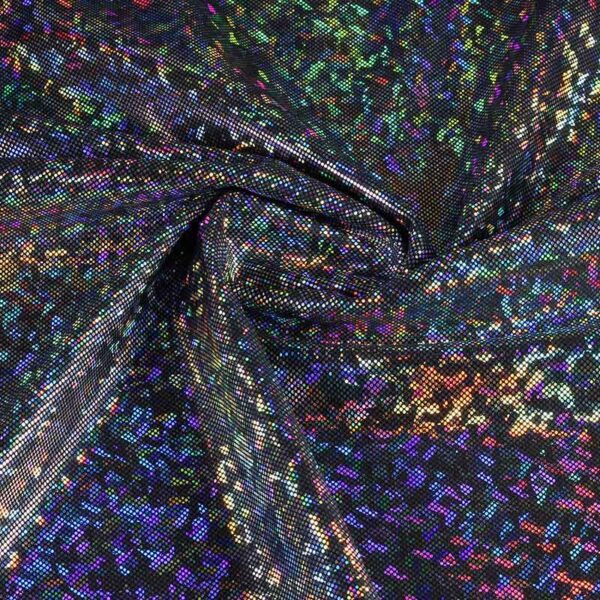 Tissu Mystique Deluxe foil hologram noir argent