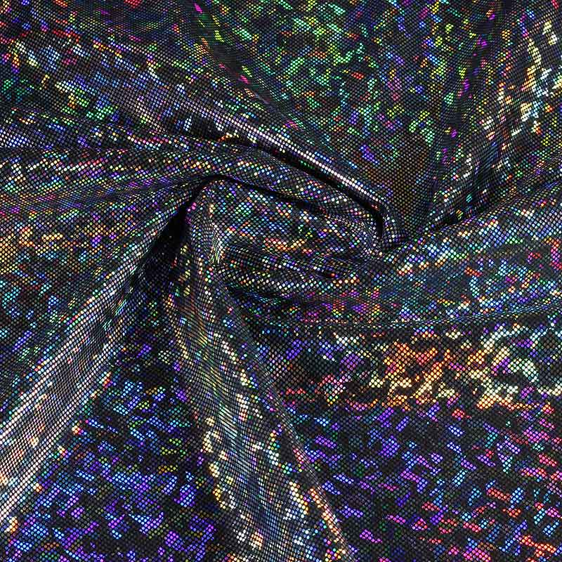 Tissu Mystique Deluxe foil hologram noir argent