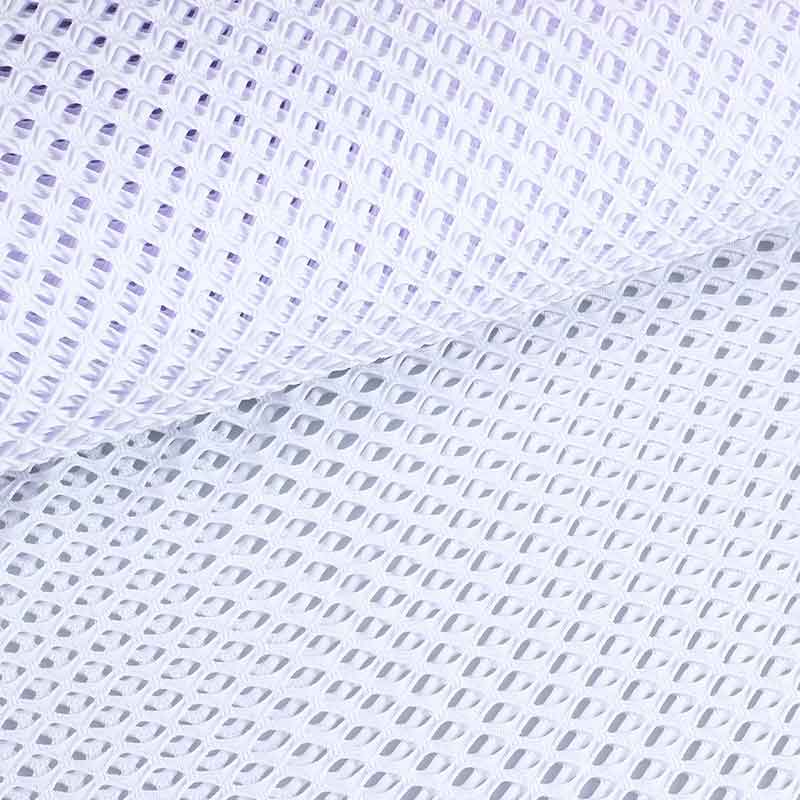 Tissu filet élastique grossier blanc