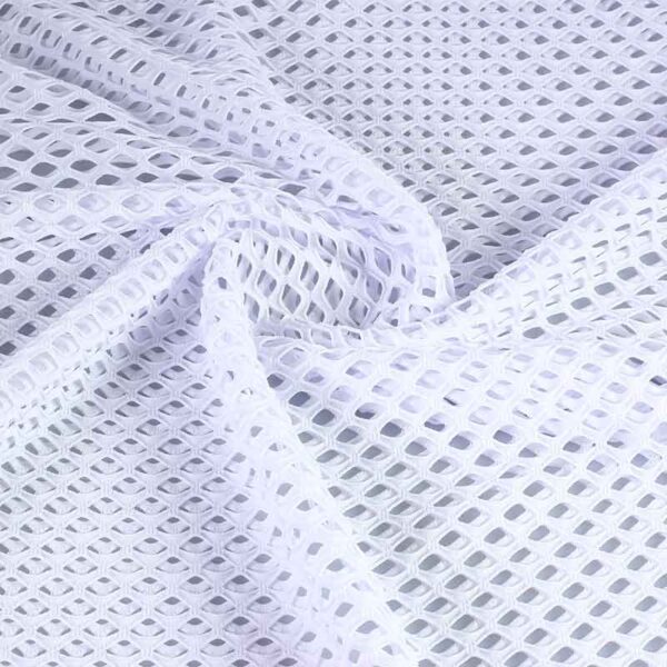 Tissu filet élastique grossier blanc