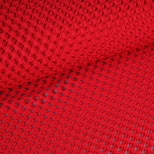 Tissu résille élastique grossier rouge