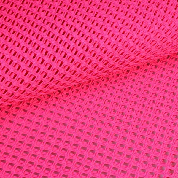 Tissu filet élastique grossier fluor rose