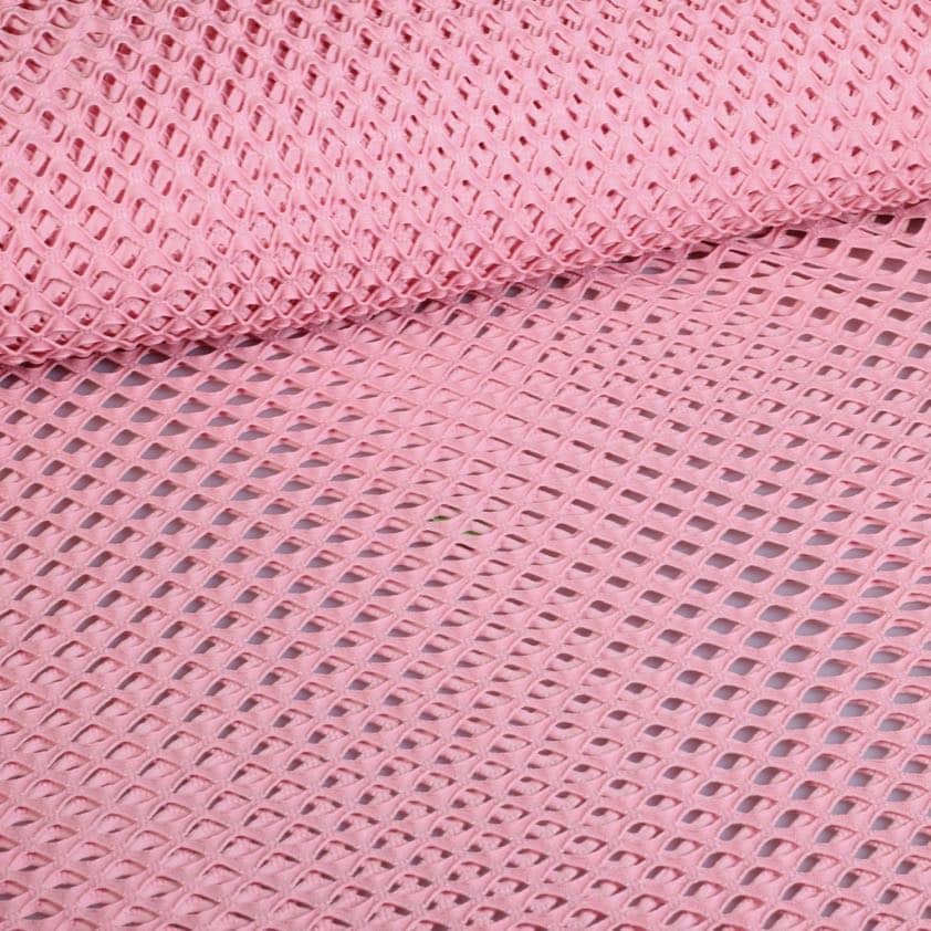 Tissu filet élastique grossier vieux rose
