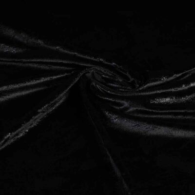 Tissu velours stretch graffiti foil noir