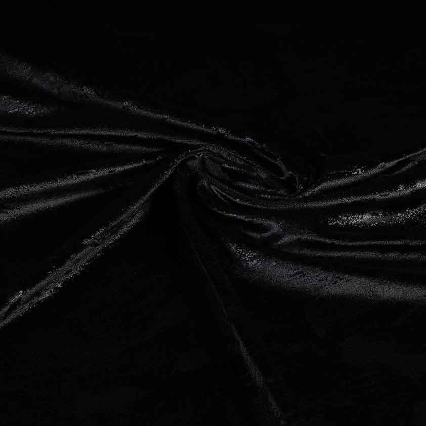 Tissu velours stretch graffiti foil noir