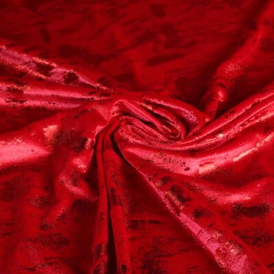 Tissu Velours Stretch Graffiti Foil Rouge