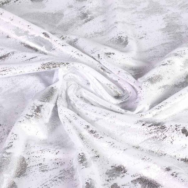 Tissu velours stretch graffiti foil blanc