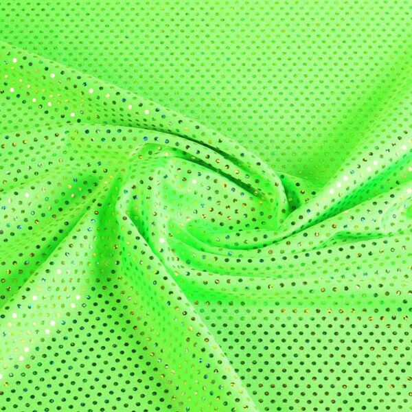 Tissu paillettes stretch hologram lime