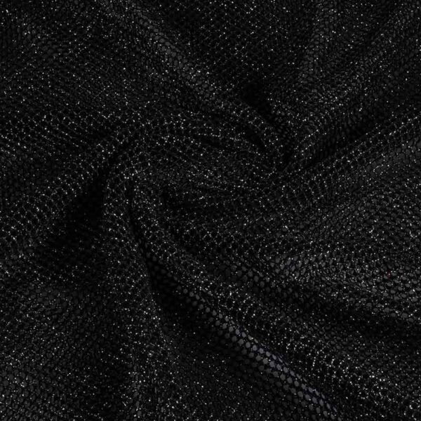 Tissu filet elastique paillettes noir