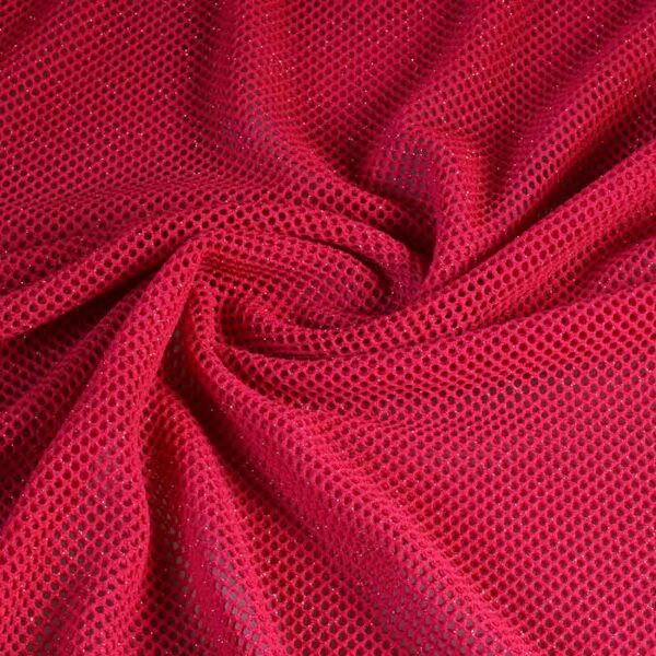 Tissu filet paillettes élastique fuchsia