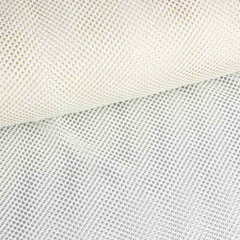 Tissu filet élastique glitter écru