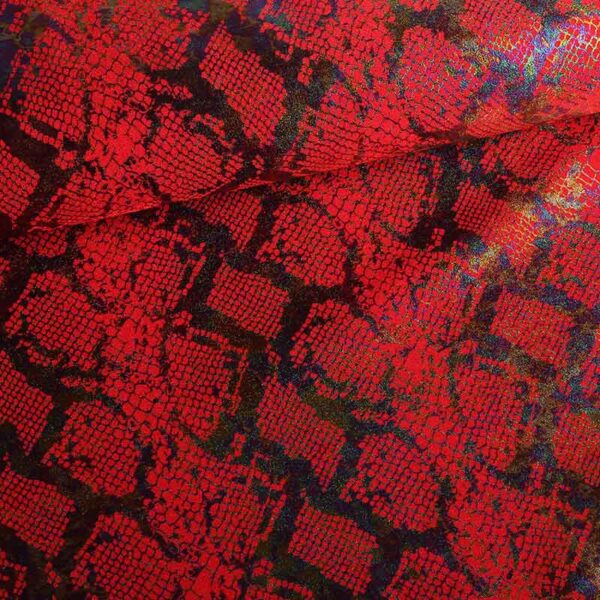 Tissu Stretch 4 Way Snake Foil rouge