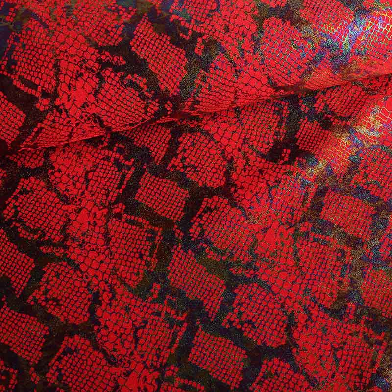 Tissu Stretch 4 Way Snake Foil rouge