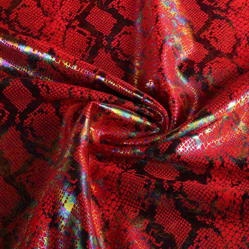 Tissu Stretch 4 Way Snake Foil rouge
