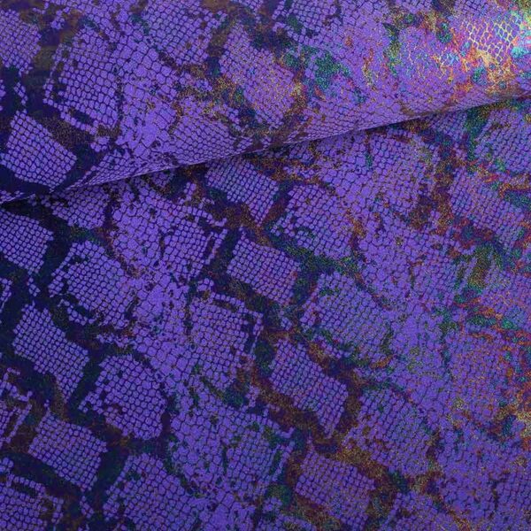 Tissu stretch 4 direction snake foil violet