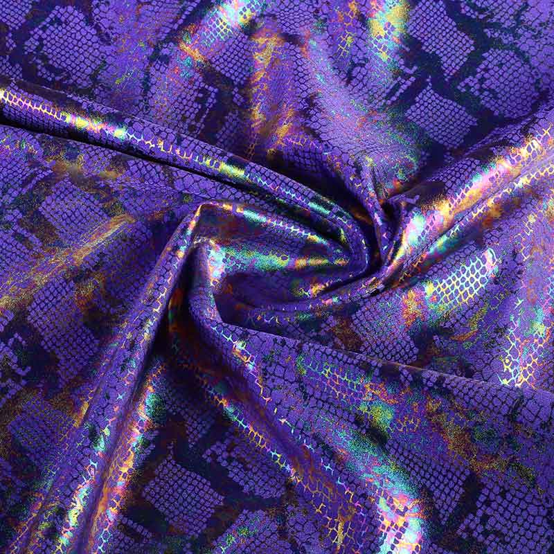 Tissu stretch 4 direction snake foil violet
