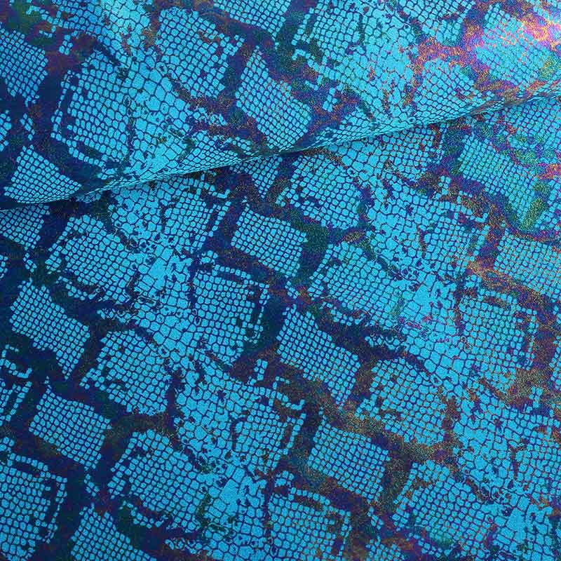 Tissu Stretch 4 Directions Snake Foil Aqua