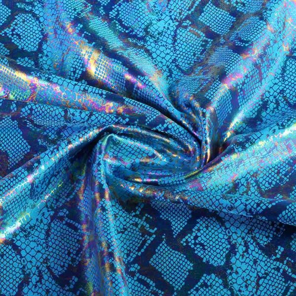 Tissu Stretch 4 Directions Snake Foil Aqua
