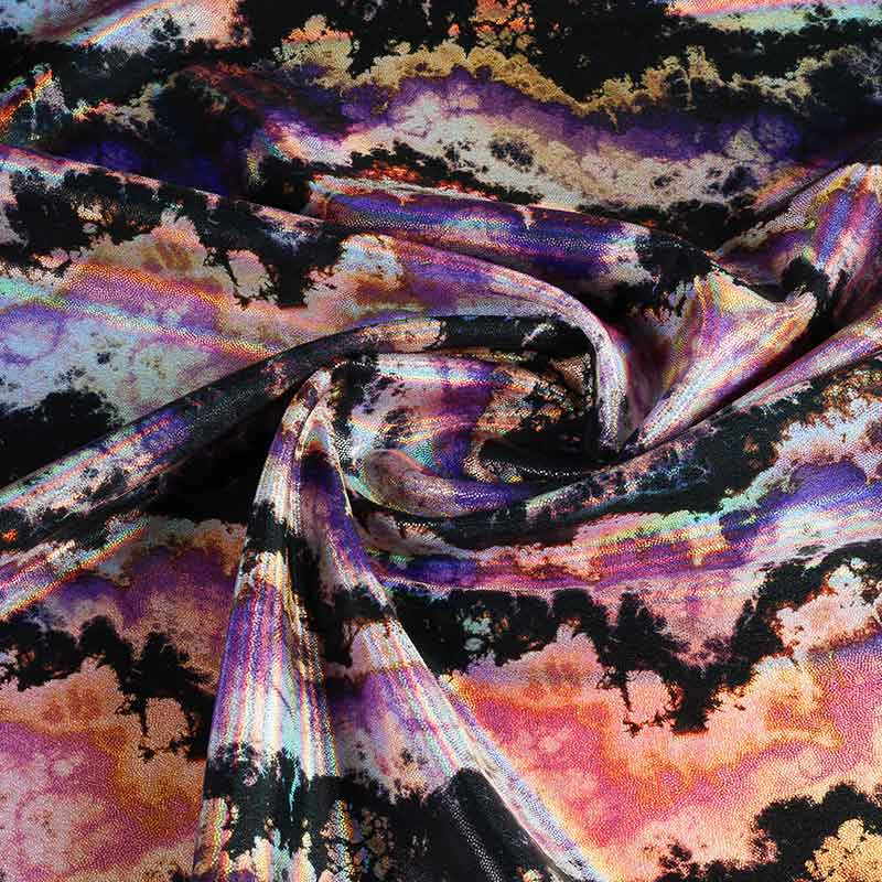 Tissu stretch 4 directions dynamic foil violet