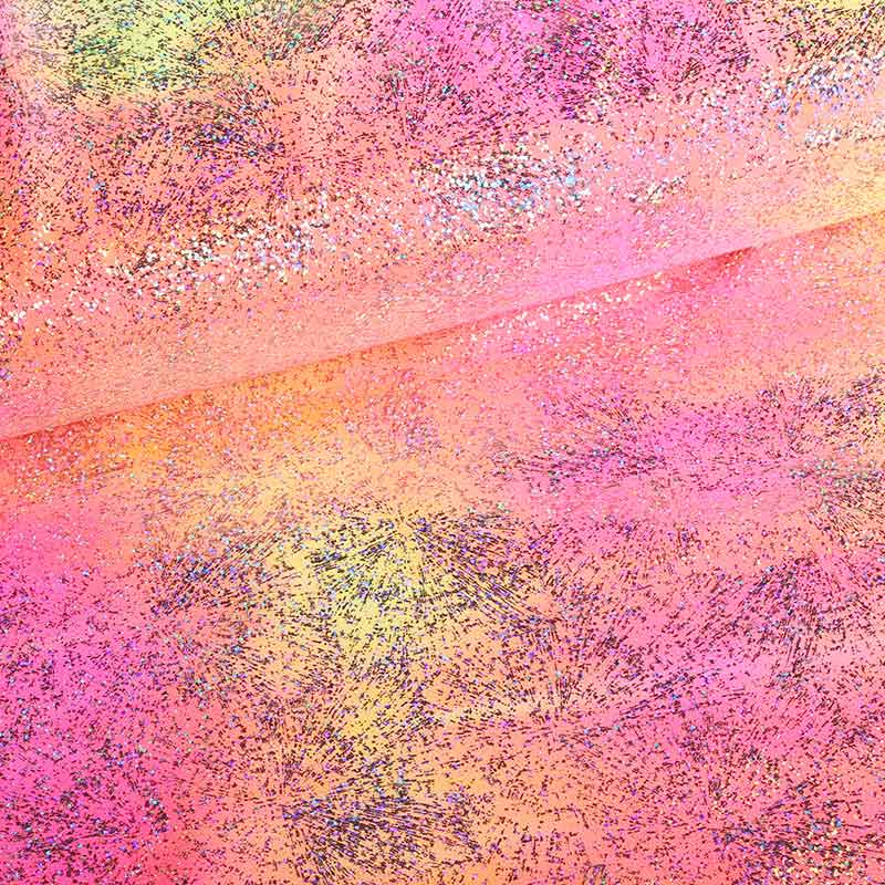 Tissu Stretch 4-Way Tye Dye Foil Multicolor Fuchsia