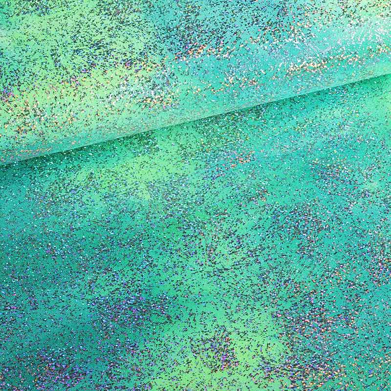 Tissu Stretch 4-Way Tye Dye Feuille Argent Multicolor Vert
