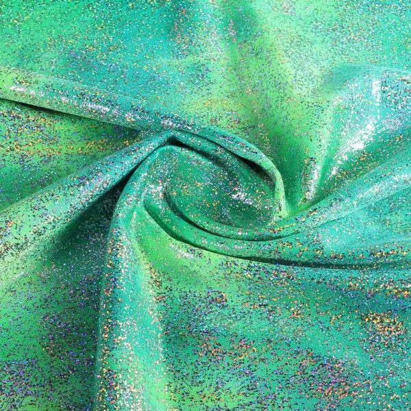 Tissu Stretch 4-Way Tye Dye Feuille Argent Multicolor Vert