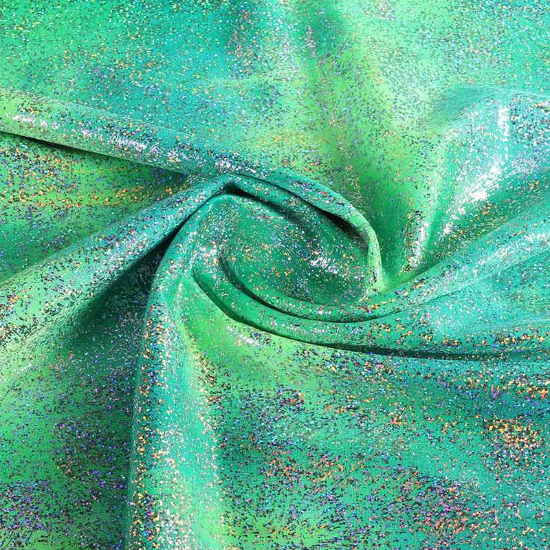 Tissu Stretch 4-Way Tye Dye Feuille Argent Multicolor Vert