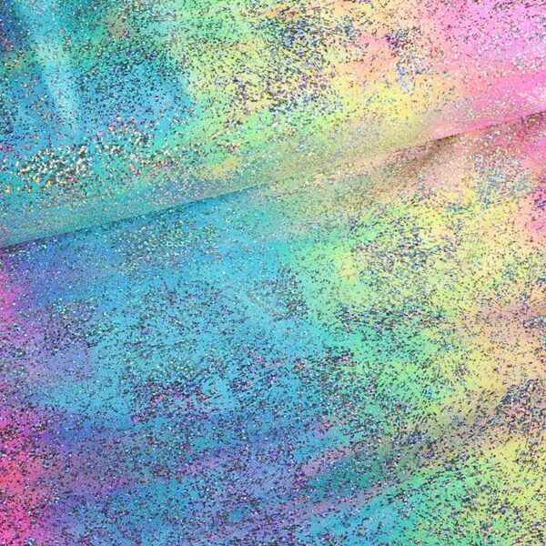 Tissu Stretch 4-Way Tye Dye Silver Foil Multicolor
