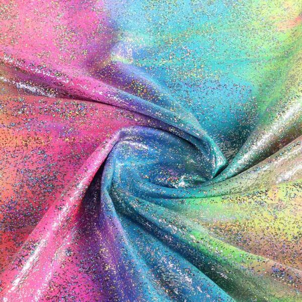 Tissu Stretch 4-Way Tye Dye Silver Foil Multicolor