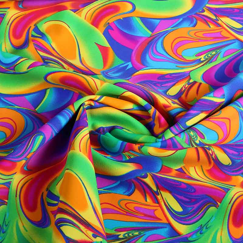 Tissu stretch 4 way fantasy multicolore