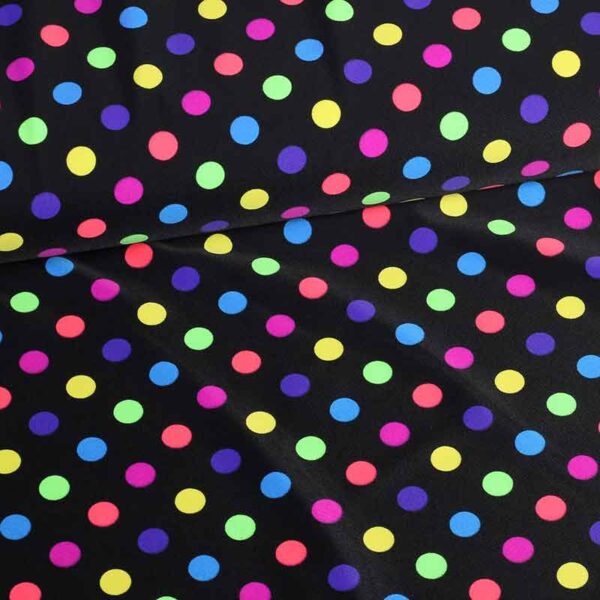 Tissu stretch 4 directions clown multicolore à pois