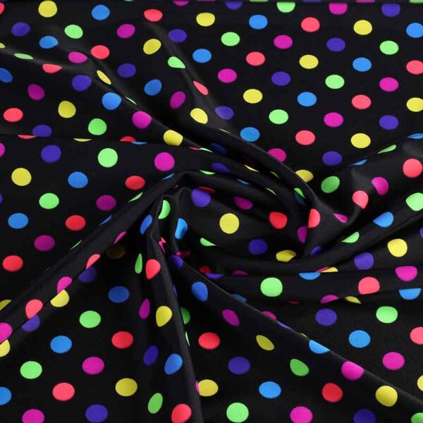 Tissu stretch 4 directions clown multicolore à pois